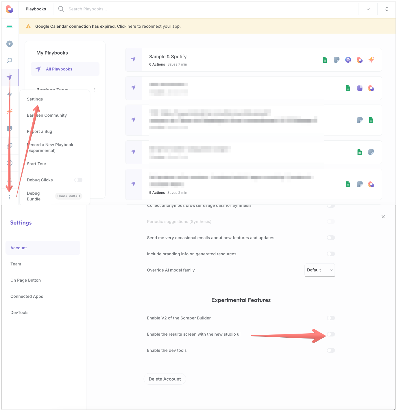 Toggle on new results screen in Settings